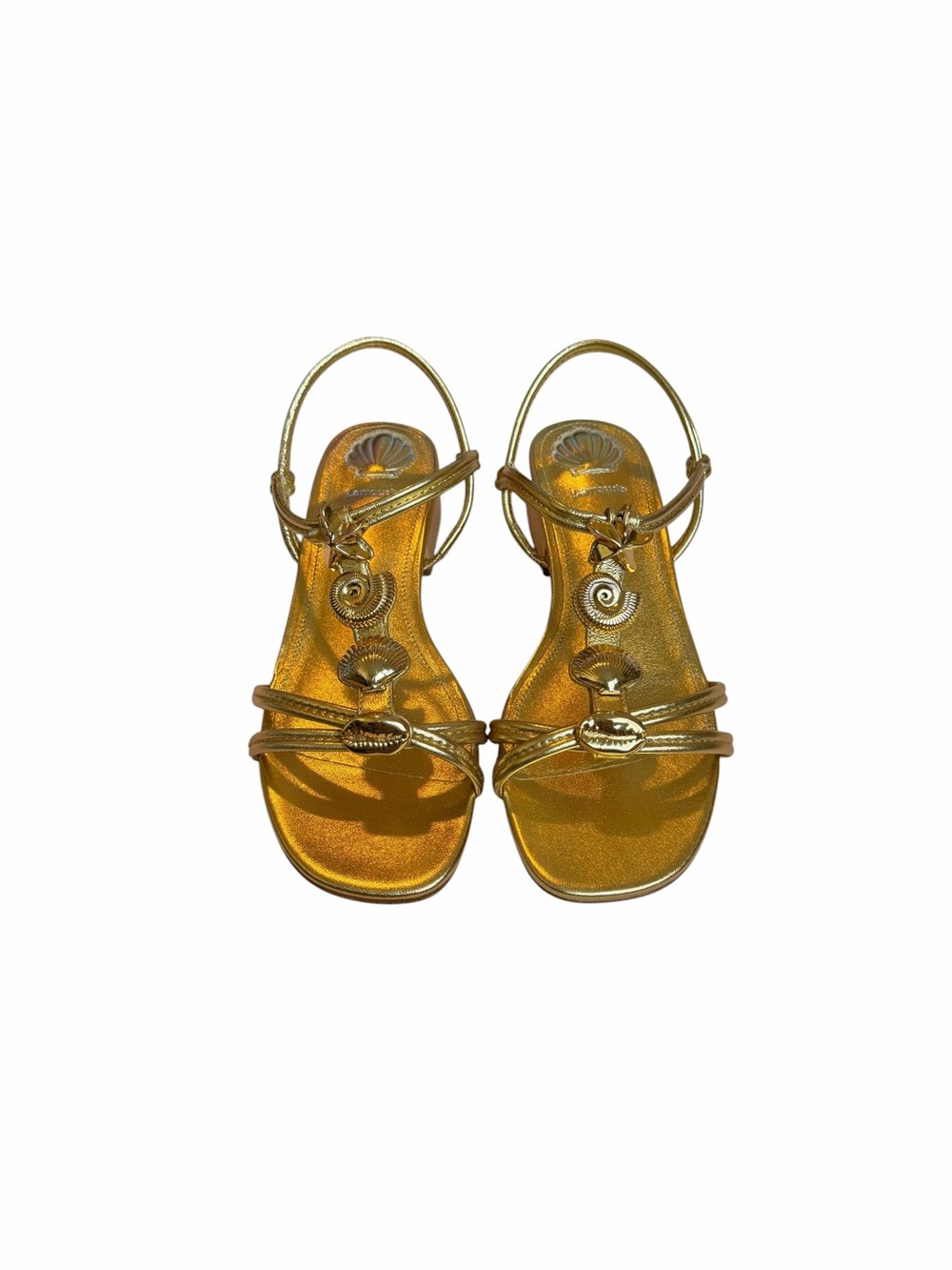 Larroude Metallic Gold Women’s Slingback Sandals size US 7.5 - Picture 2 of 6